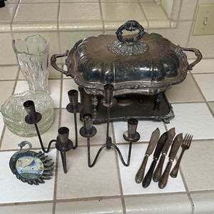 Lot #403 - Silver plate and Crystal items