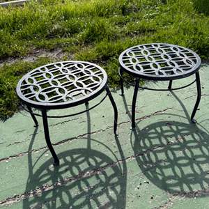 Lot #14  - Pair of metal plant stands 