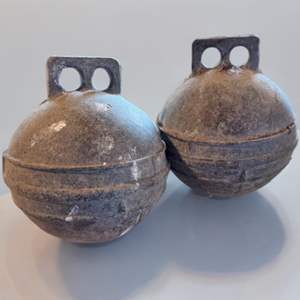 Lot #39  - Pair of Vintage Nautical 40's Cast Metal Deep Sea Buoys