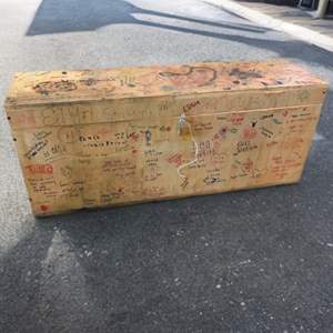 Lot #51  - Wooden, graffiti art trunk 