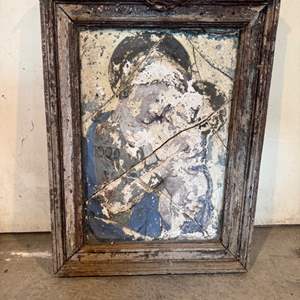 Lot #67  - Antique Madonna and Child Plaster Art piece. Great rustic look, hang as is or restore