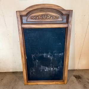 Lot #75  - Upcycled ornate wood mirror/chalkboard 