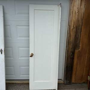 Lot #104  - Vintage door with brass doorknob & lock 