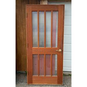 Lot #106  - Door with vertical glass panes, very nice & stout door! (matches lot #121)