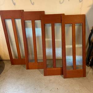 Lot #121  - 4 cabinet doors with vertical glass panes (Matches lot #106)