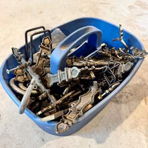 Lot #172  - Tub full of miscellaneous hardware.. lots of neat cabinet handles 