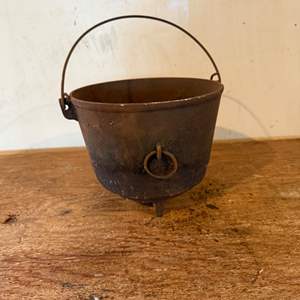 Lot #207  - Antique cast iron 3 legged bean pot