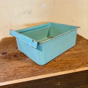 Lot #214  - Vintage blue enamel crisper drawer