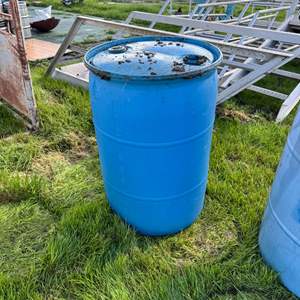 Lot #260  - 55 gal. Blue plastic drum 