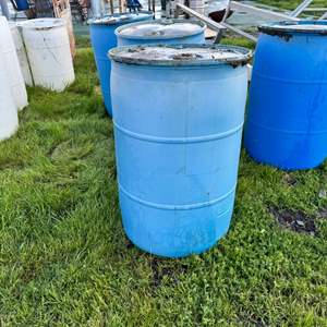 Lot #262  - 55 gal. Blue plastic drum 