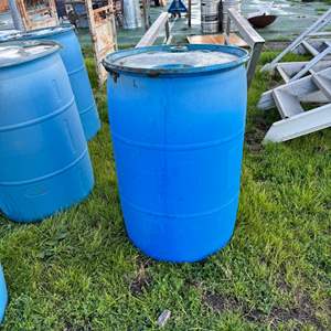 Lot #263  - 55 gal. Blue plastic drum 