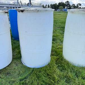 Lot #265  - 55 gal. White plastic drum 