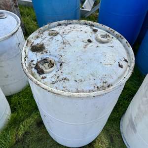 Lot #266  - 55 gal. White plastic drum 