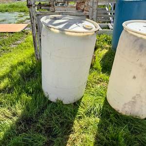 Lot #268  - 25 gal. White plastic drum 