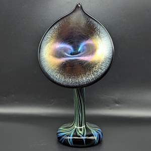 Lot #3 - Signed Iridescent Art Glass Jack In The Pulpit Vase