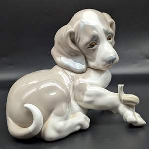 Lot #11 - Large Lladro Figurine 1139 Beagle Puppy With Snail (8in)