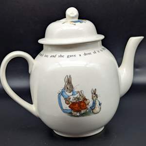 Lot #12 - Wedgwood Porcelain Beatrix Potter Peter Rabbit Teapot