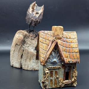 Lot #18 - Ceramic Owl and Ceramic House Night Light Shade 