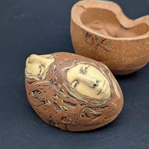 Lot #22 - JUDE HOLDSWORTH Artist Rainbow Face Pottery Box