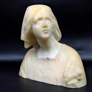 Lot #26 - Italian Alabaster Bust Joan of Arc