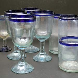 Lot #35 - Mexican Glass Stemware and Water Glasses