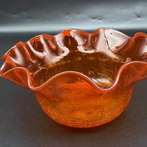 Lot #42 - Blown Glass Ruffled Bowl