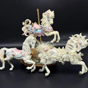 Lot #78 - Porcelain and Resin Carousel Horses