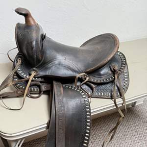 Lot #94 - VINTAGE STUDDED ORNATE WESTERN PARADE SADDLE