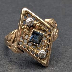 Lot #129 - 14k Gold, Topaz and Diamond Ring (3.2gtw)