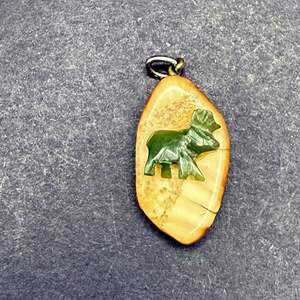 Lot #173 - Antler and Jade Pendant