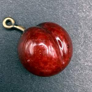 Lot #176 - Vintage Ducceschi Italy Hand Carved Polished Red Alabaster Cherry Pendant