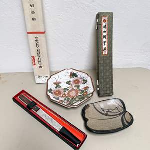 Lot #222 - Vintage Ceramics, Chopsticks and Brushes