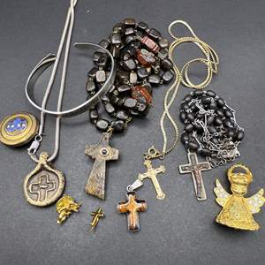 Lot #190 - Faith Based Pendants, Pins and More