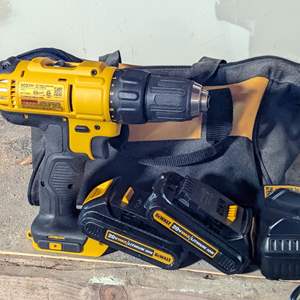 Lot #344 - DeWalt DCD771 20V MAX Cordless 1/2" Compact Drill Driver Charger and Batteries 