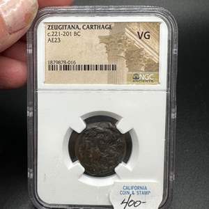 Lot #3 - NGC Graded, Zeugitana, Carthage 122-201 B.C.