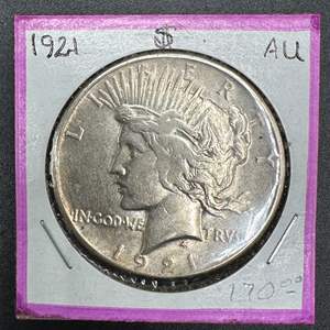 Lot #5 - 1921 Peace Silver Dollar AU