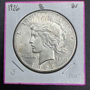 Lot #8 - 1926 Peace Silver Dollar BU