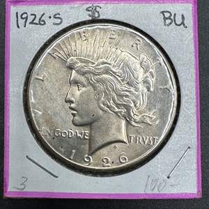 Lot #10 - 1926S Peace Silver Dollar BU