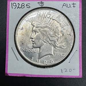 Lot #13 - 1928S Peace Silver Dollar AU