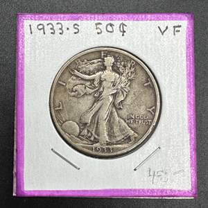 Lot #21 - 1933S Walking Liberty silver half dollar