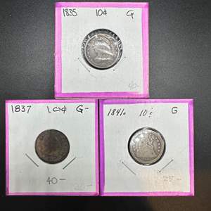 Lot #29 - 1835,37,41 Capped Bust Silver Dimes