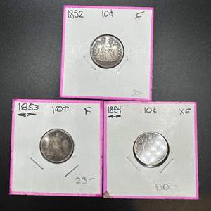 Lot #30 - 1852-54 Capped Bust Silver Dimes