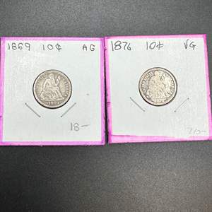 Lot #31 - 1869,76 Capped Bust Silver Dimes