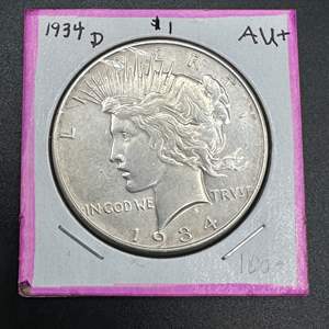 Lot #42 - 1934D Peace Silver Dollar AU