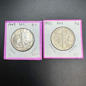 Lot #65 - 1945 Walking Liberty silver half dollars