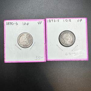 Lot #68 - 1890S,1893S Seated Liberty Silver Dimes