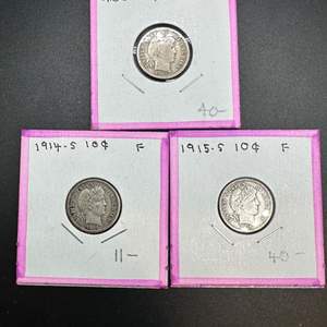 Lot #75 - 1913-15 Barber Silver Dimes