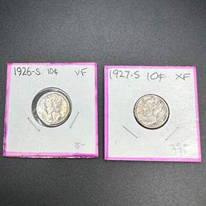 Lot #79 - 1926S,27S Mercury Silver Dime