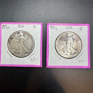 Lot #94 - 1919 Walking Liberty silver half dollars