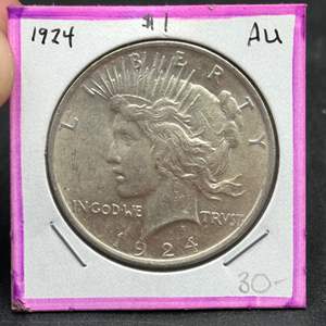 Lot #103 - 1924 Peace Silver Dollar AU